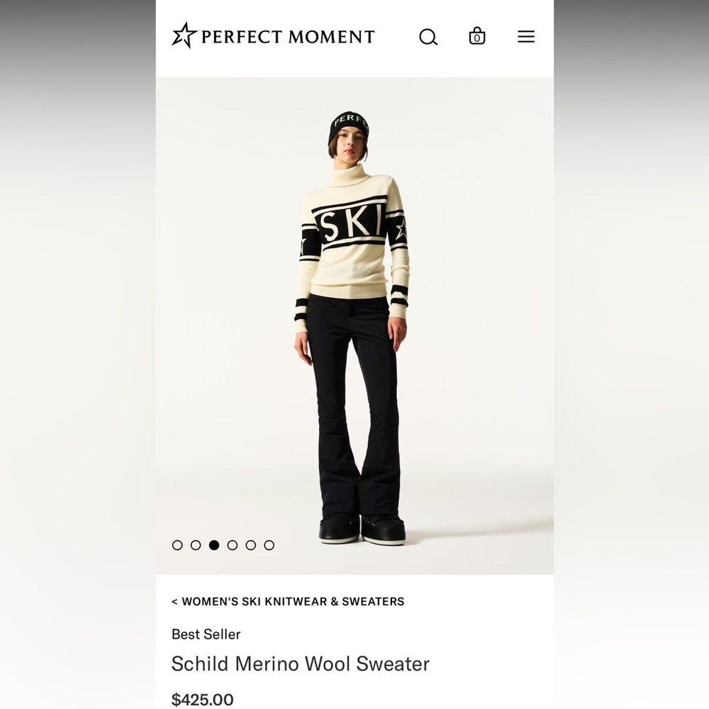 Perfect Moment Schild Merino Wool Sweater in Cream and Black